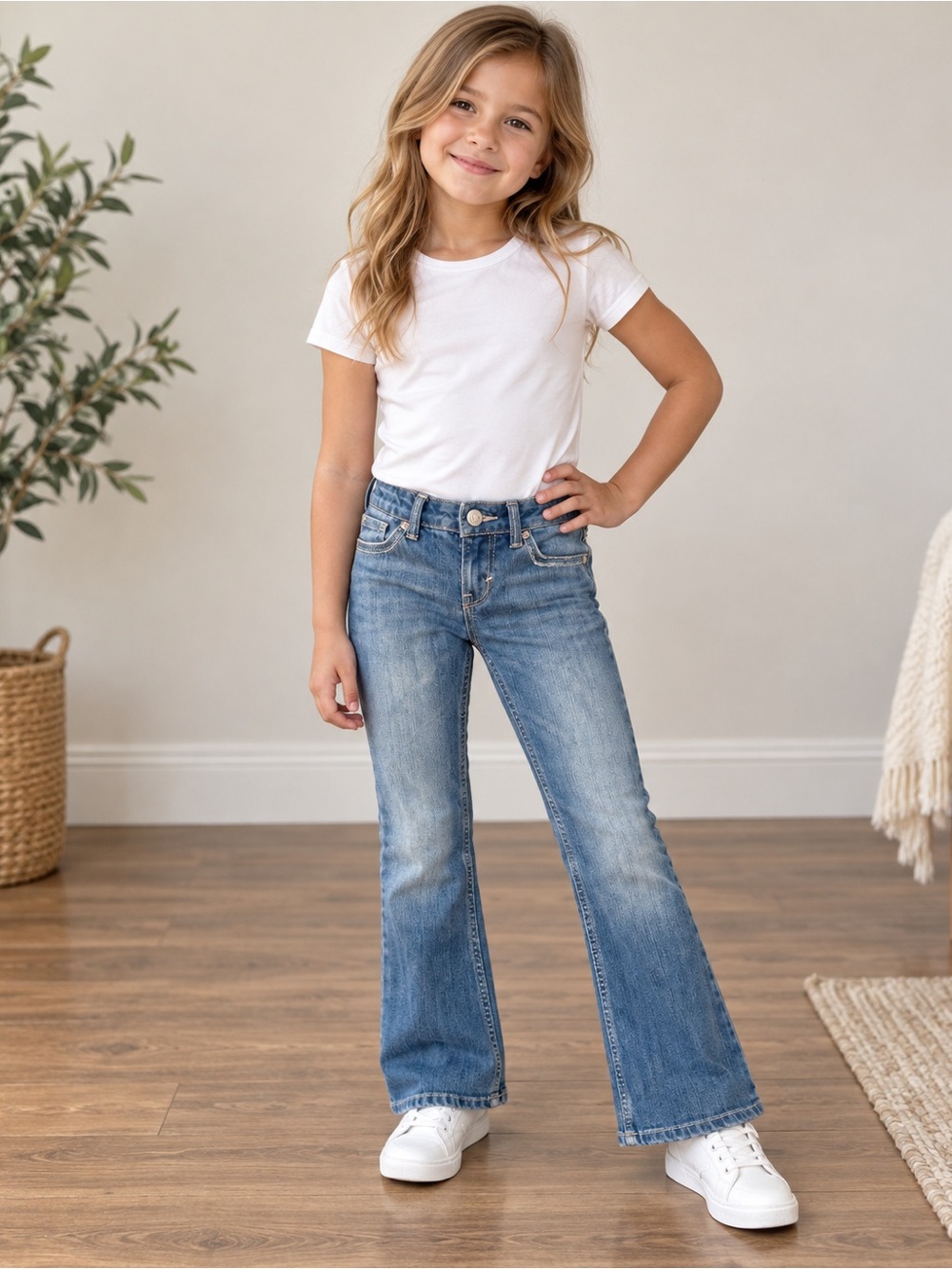 Levi’s Girls Size 7 Regular Bootcut Blue Jeans - Picture 2 of 9